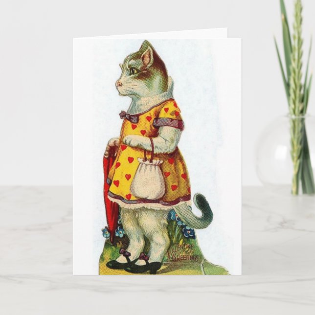 Victorian Cat Valentine's Day Card (Front)
