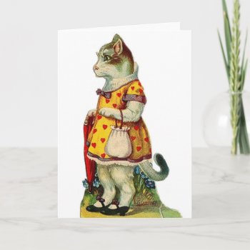 Victorian Cat Valentine's Day Card by RetroMagicShop at Zazzle