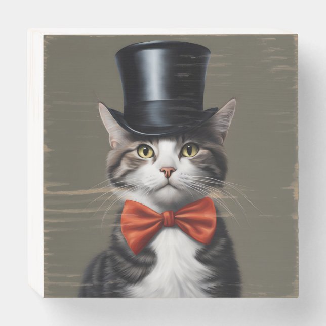 Victorian Cat Wooden Box Sign (Front Horizontal)