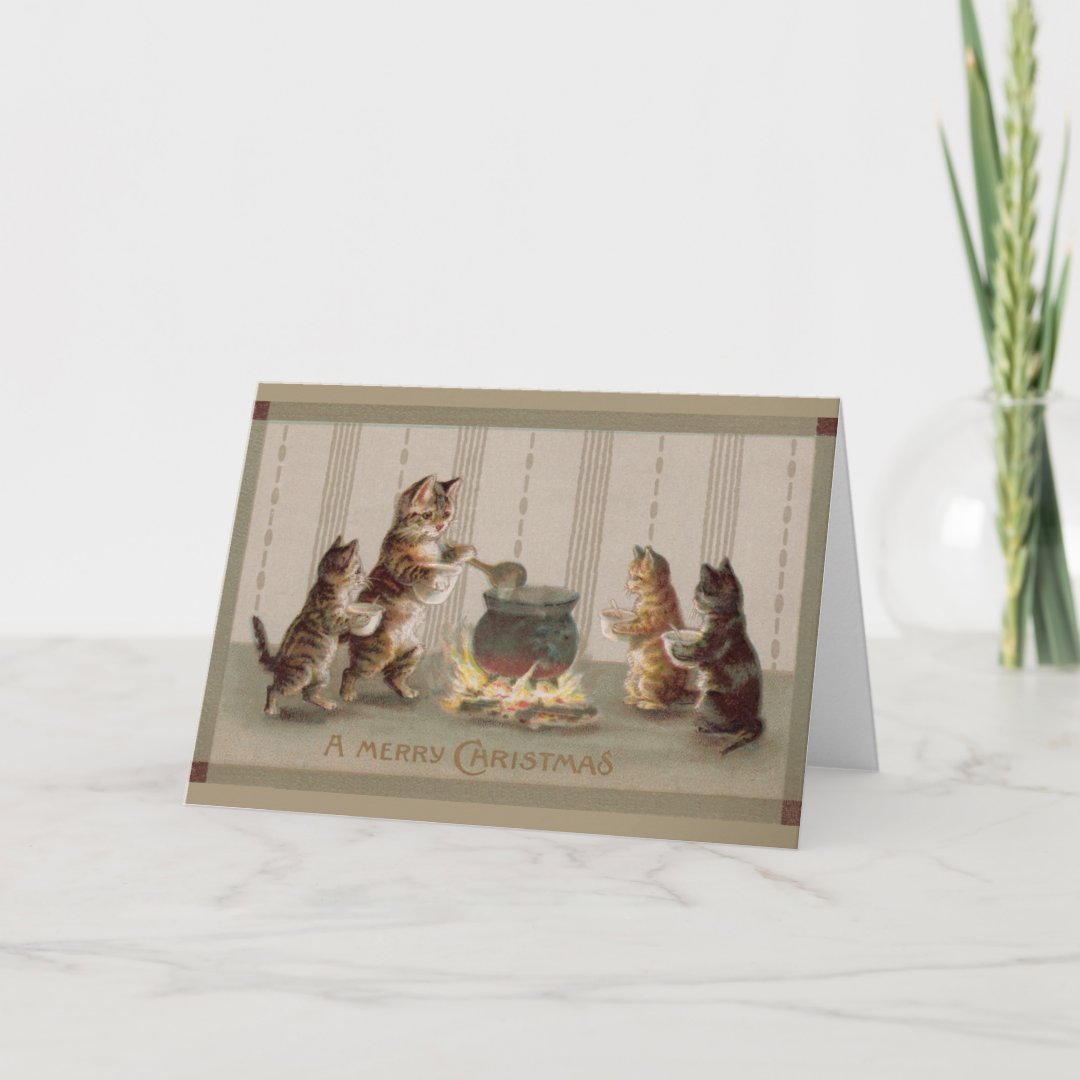 Victorian Cats Christmas Greeting Card Zazzle