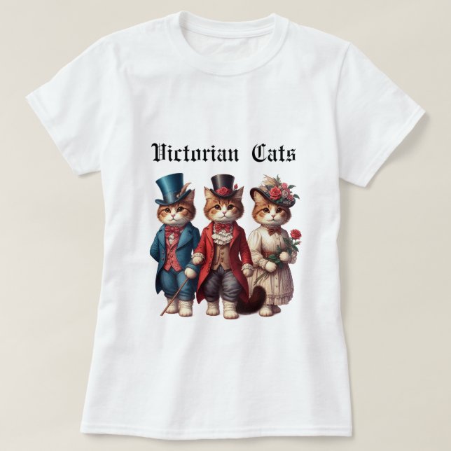 Victorian cats funny T-Shirt (Design Front)
