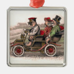 Victorian Cats Head To Town - Anthropomorphic Art Metal Ornament at Zazzle