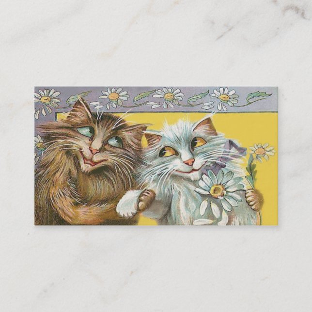 Victorian Cats in Love Two-Sided Pet Sitter Card (Front)