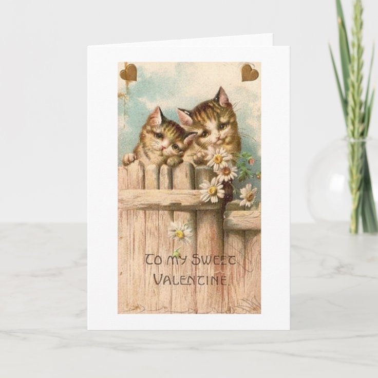 Victorian Cats Valentine's Day Card Zazzle