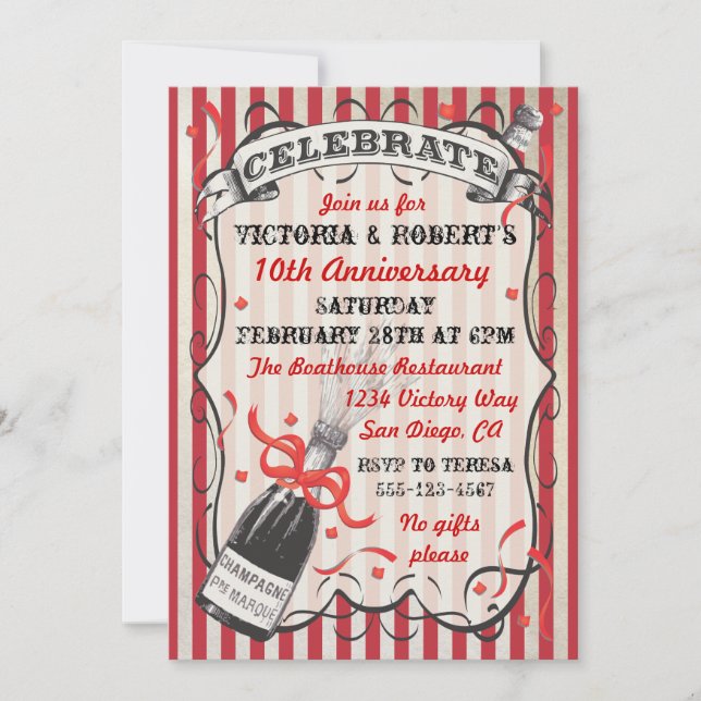 Victorian Champagne Celebration Party Invitation (Front)