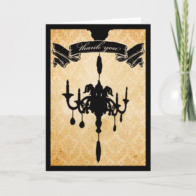 Victorian Chandelier • black & cream Thank You Card (Front)