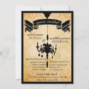 Victorian Chandelier • black & cream Wedding Invitation