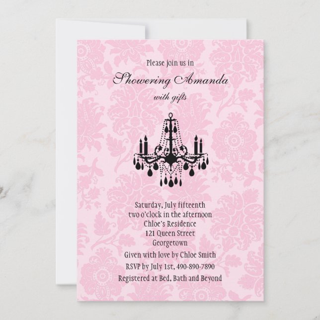 Victorian Chandelier Bridal Shower Invitation (Front)