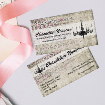 Victorian Chandelier Shabby Chic Vintage Damask Business Card by CyanSkyDesign at Zazzle