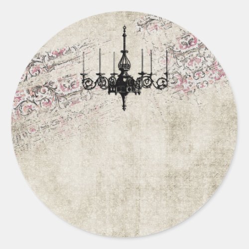 Victorian Chandelier Shabby Chic Vintage Damask Classic Round Sticker