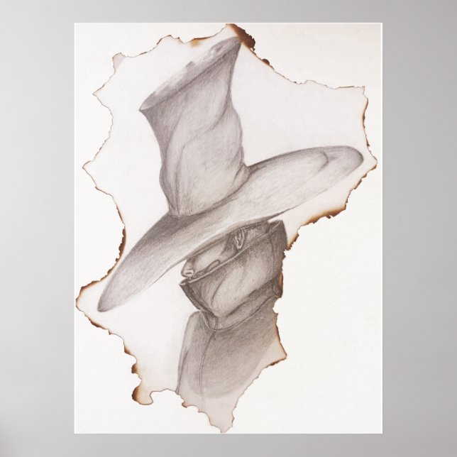 Victorian Charm: Burnt Paper Portrait on  Poster (Front)