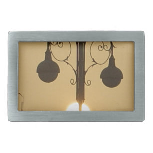 Victorian Charm: Vintage Streetlight Lamp Posts Rectangular Belt Buckle