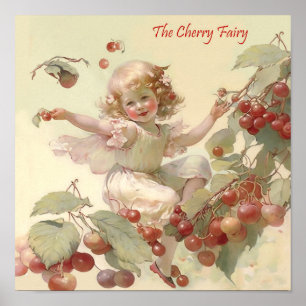 Victorian “Cherry Fairy” in a Fruit Tree Poster