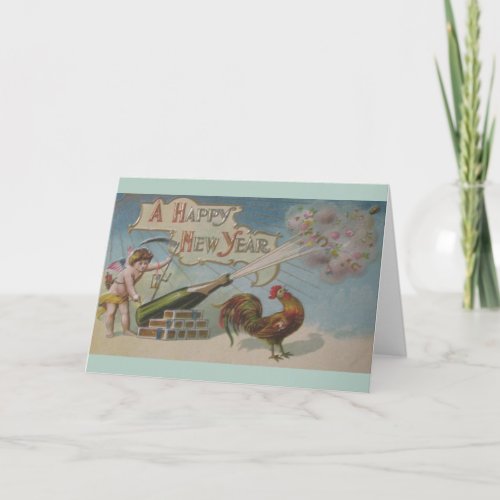 Victorian Cherub New Year Greeting Card