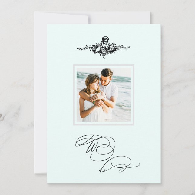 *~* Victorian Cherub PHOTO QR AR6 RSVP Wedding Invitation (Front)