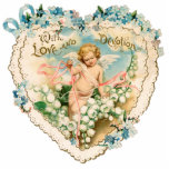 Victorian Cherub Photo Sculpture<br><div class="desc">Charming vintage cherub surounded by hearts and flowers on a pretty cutout.</div>