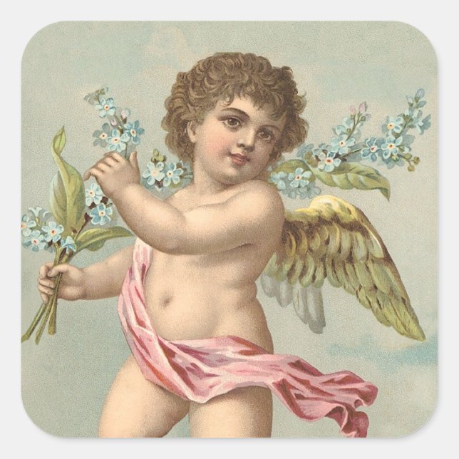 Victorian Cherub Square Sticker (Front)