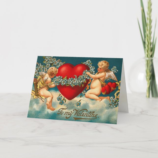 Victorian Cherub Valentine Card (Front)
