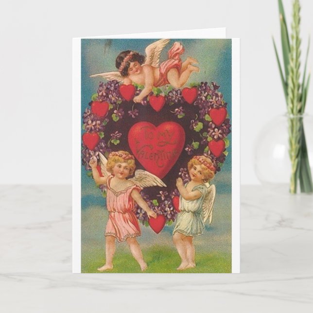 Victorian Cherub Valentine's Day Card (Front)