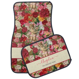 Victorian Cherubs and Roses Vintage Red and Cream