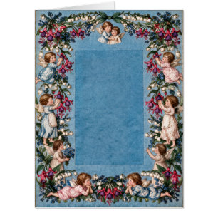 Victorian Cherubs Fuchsias Needlepoint Giant Card