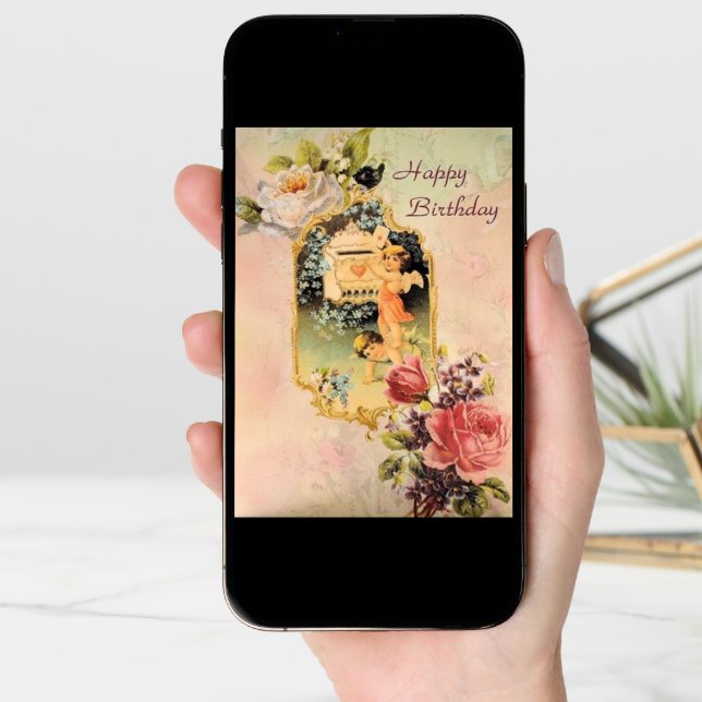 Victorian Cherubs Mailing A Birthday Card (Front Digital)