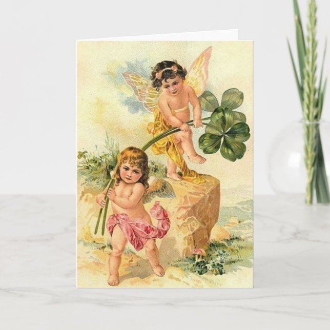 Victorian Cherubs St. Patrick's Day Card (Front)