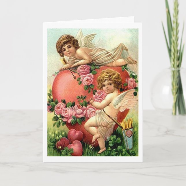 Victorian Cherubs with Heart Valentine's Day Card (Front)