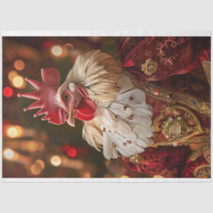 Victorian Chicken Red Kings Crown Decoupage Tissue Paper