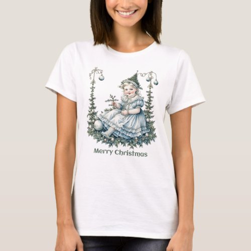 Victorian child Christmas Tree Hat  T_Shirt