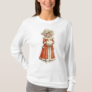 Victorian child girl paper doll winter cute vintag T-Shirt