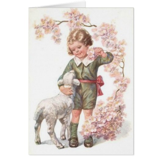 Victorian Child Lamb Cherry Tree Cards (Front)