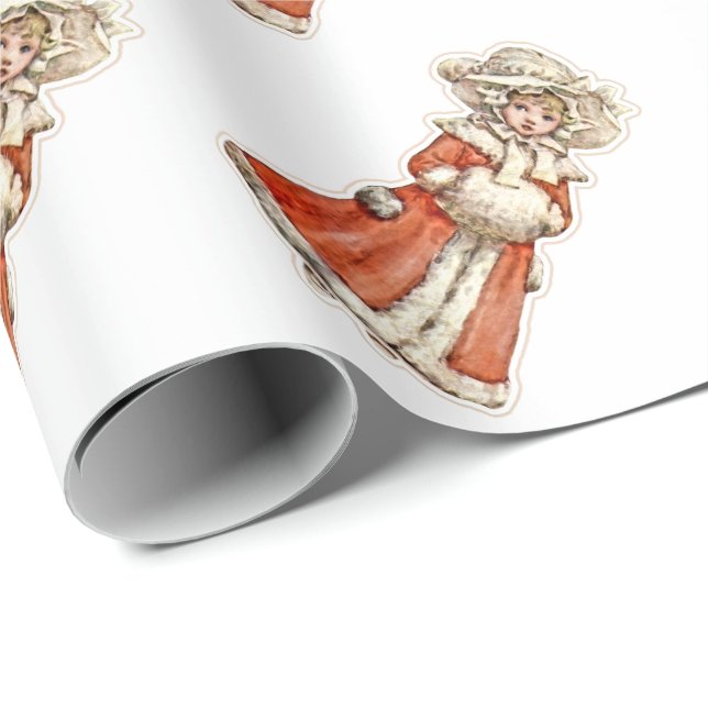 Victorian child paper doll winter coat hand muff (Roll Corner)