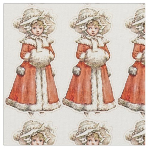 Victorian child paper doll winter coat hand muff fabric