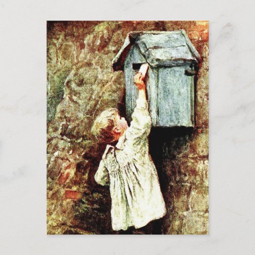 Victorian child sending a letter postcard