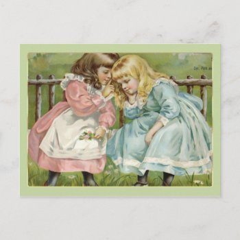 Victorian Children 2 Little Girls Vintage Postcard by SimpleElegance at Zazzle