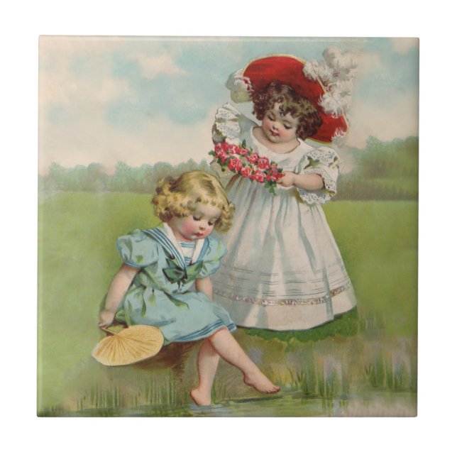 Victorian Children Ceramic Tile (Front)