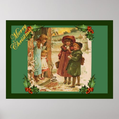 Victorian Children Christmas Break Poster