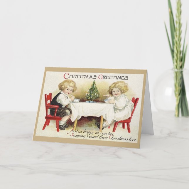 Victorian Children Christmas Greeting Card (Front)