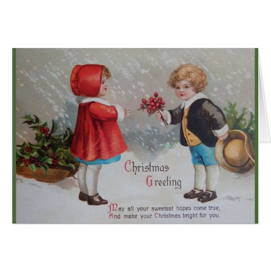 Victorian Children Christmas Greeting Card (Front Horizontal)