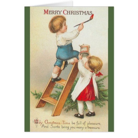 Victorian Children Christmas Greeting Card (Front)