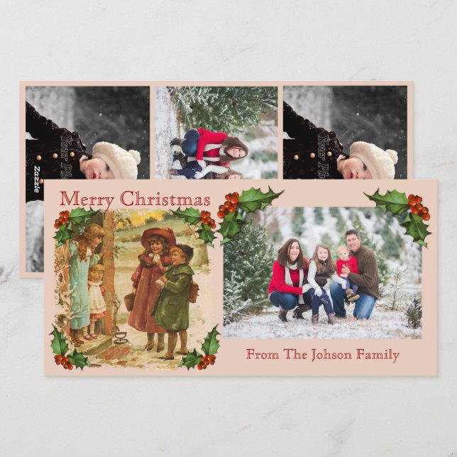 Victorian Children Christmas Photo Card (Front/Back)