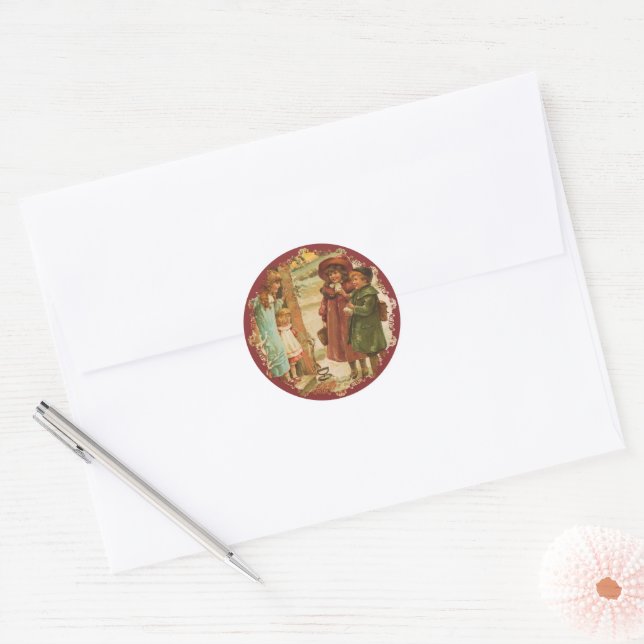 Victorian Children Christmas Sticker (Envelope)