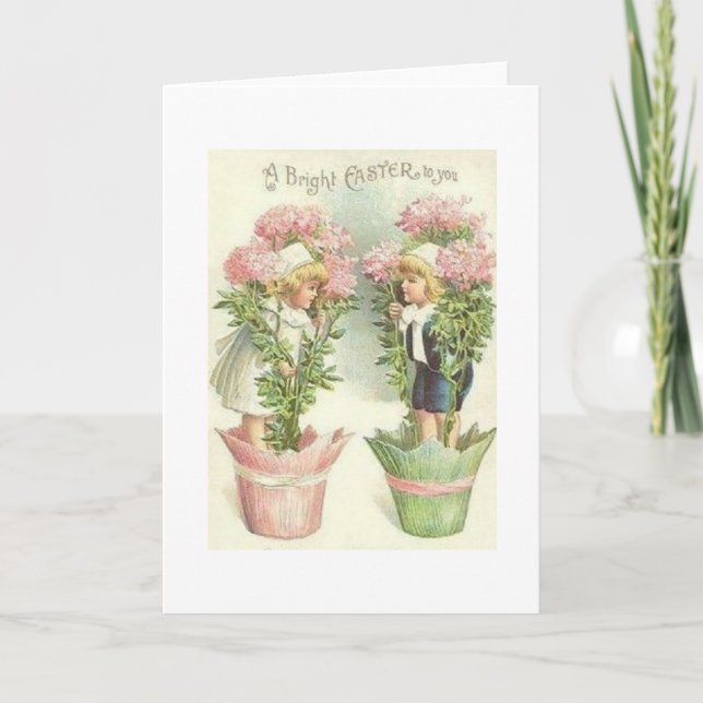 Victorian Children Easter Greeting Card (Front)