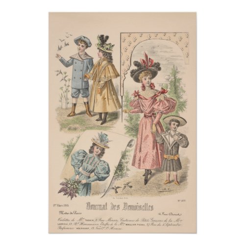 Victorian Children French Fashion Vintage Ad Poster