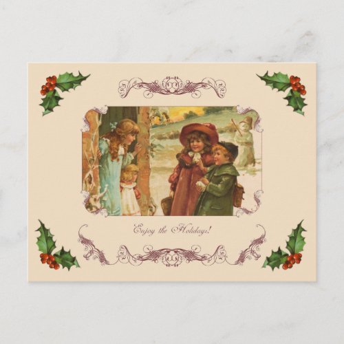 Victorian Children Holiday Break Postcard