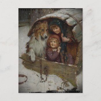Victorian Children In Doghouse Postcard by dmorganajonz at Zazzle