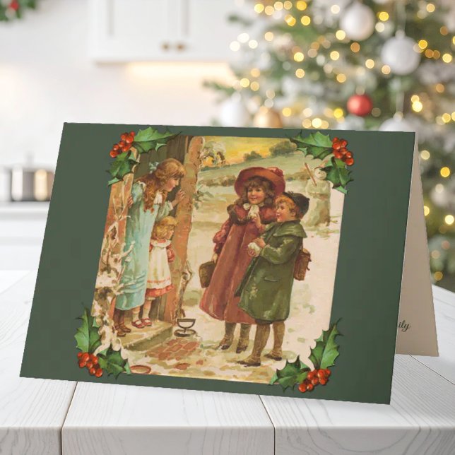 Victorian Children Merry Christmas Greeting Card (Creator Uploaded)