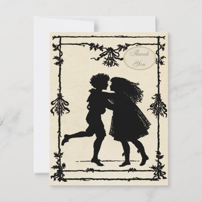 Victorian Children Silhouettes Wedding Thank You Card (Front)
