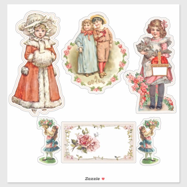 Victorian children sticker (Sheet)